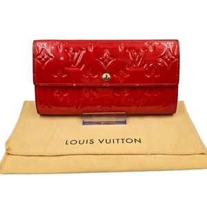Louis Vuitton Red Vernis Sarah Wallet Authentic Chain Shoulder Bag‎